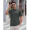 image:imageTACVASEN Mens Polo Shirts Short Sleeve 3 Buttons Casual Polo Cotton Pique TShirts Moisture Wicking Golf ShirtsDgrey