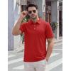 image:imageTACVASEN Mens Polo Shirts Short Sleeve 3 Buttons Casual Polo Cotton Pique TShirts Moisture Wicking Golf ShirtsRed