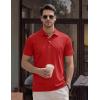 image:imageTACVASEN Mens Polo Shirts Short Sleeve 3 Buttons Casual Polo Cotton Pique TShirts Moisture Wicking Golf ShirtsRed