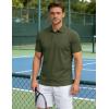 image:imageTACVASEN Mens Polo Shirts Short Sleeve 3 Buttons Cotton Pique Casual Classic Fit TShirt Performance Golf ShirtsArmygreen