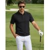 image:imageTACVASEN Mens Polo Shirts Short Sleeve 3 Buttons Cotton Pique Casual Classic Fit TShirt Performance Golf ShirtsBlack