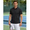 image:imageTACVASEN Mens Polo Shirts Short Sleeve 3 Buttons Cotton Pique Casual Classic Fit TShirt Performance Golf ShirtsBlack