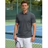 image:imageTACVASEN Mens Polo Shirts Short Sleeve 3 Buttons Cotton Pique Casual Classic Fit TShirt Performance Golf ShirtsDarkgray
