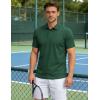 image:imageTACVASEN Mens Polo Shirts Short Sleeve 3 Buttons Cotton Pique Casual Classic Fit TShirt Performance Golf ShirtsDarkgreen