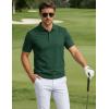 image:imageTACVASEN Mens Polo Shirts Short Sleeve 3 Buttons Cotton Pique Casual Classic Fit TShirt Performance Golf ShirtsDarkgreen