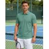image:imageTACVASEN Mens Polo Shirts Short Sleeve 3 Buttons Cotton Pique Casual Classic Fit TShirt Performance Golf ShirtsGraygreen