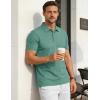 image:imageTACVASEN Mens Polo Shirts Short Sleeve 3 Buttons Cotton Pique Casual Classic Fit TShirt Performance Golf ShirtsGraygreen