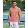 image:imageTACVASEN Mens Polo Shirts Short Sleeve 3 Buttons Cotton Pique Casual Classic Fit TShirt Performance Golf ShirtsGraypink