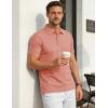 image:imageTACVASEN Mens Polo Shirts Short Sleeve 3 Buttons Cotton Pique Casual Classic Fit TShirt Performance Golf ShirtsGraypink