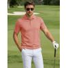 image:imageTACVASEN Mens Polo Shirts Short Sleeve 3 Buttons Cotton Pique Casual Classic Fit TShirt Performance Golf ShirtsGraypink