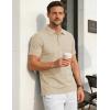 image:imageTACVASEN Mens Polo Shirts Short Sleeve 3 Buttons Cotton Pique Casual Classic Fit TShirt Performance Golf ShirtsLapricot