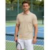 image:imageTACVASEN Mens Polo Shirts Short Sleeve 3 Buttons Cotton Pique Casual Classic Fit TShirt Performance Golf ShirtsLapricot