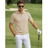 image:imageTACVASEN Mens Polo Shirts Short Sleeve 3 Buttons Cotton Pique Casual Classic Fit TShirt Performance Golf ShirtsLapricot