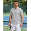 image:imageTACVASEN Mens Polo Shirts Short Sleeve 3 Buttons Cotton Pique Casual Classic Fit TShirt Performance Golf ShirtsLightgrey