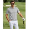 image:imageTACVASEN Mens Polo Shirts Short Sleeve 3 Buttons Cotton Pique Casual Classic Fit TShirt Performance Golf ShirtsLightgrey