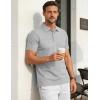 image:imageTACVASEN Mens Polo Shirts Short Sleeve 3 Buttons Cotton Pique Casual Classic Fit TShirt Performance Golf ShirtsLightgrey