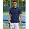 image:imageTACVASEN Mens Polo Shirts Short Sleeve 3 Buttons Cotton Pique Casual Classic Fit TShirt Performance Golf ShirtsNavy