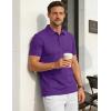 image:imageTACVASEN Mens Polo Shirts Short Sleeve 3 Buttons Cotton Pique Casual Classic Fit TShirt Performance Golf ShirtsPurple