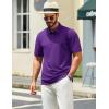 image:imageTACVASEN Mens Polo Shirts Short Sleeve 3 Buttons Cotton Pique Casual Classic Fit TShirt Performance Golf ShirtsPurple