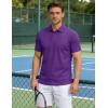 image:imageTACVASEN Mens Polo Shirts Short Sleeve 3 Buttons Cotton Pique Casual Classic Fit TShirt Performance Golf ShirtsPurple