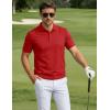 image:imageTACVASEN Mens Polo Shirts Short Sleeve 3 Buttons Cotton Pique Casual Classic Fit TShirt Performance Golf ShirtsRed