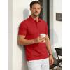 image:imageTACVASEN Mens Polo Shirts Short Sleeve 3 Buttons Cotton Pique Casual Classic Fit TShirt Performance Golf ShirtsRed