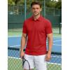 image:imageTACVASEN Mens Polo Shirts Short Sleeve 3 Buttons Cotton Pique Casual Classic Fit TShirt Performance Golf ShirtsRed