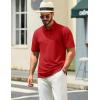 image:imageTACVASEN Mens Polo Shirts Short Sleeve 3 Buttons Cotton Pique Casual Classic Fit TShirt Performance Golf ShirtsRed