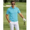 image:imageTACVASEN Mens Polo Shirts Short Sleeve 3 Buttons Cotton Pique Casual Classic Fit TShirt Performance Golf ShirtsSkyblue