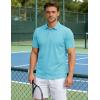 image:imageTACVASEN Mens Polo Shirts Short Sleeve 3 Buttons Cotton Pique Casual Classic Fit TShirt Performance Golf ShirtsSkyblue