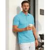 image:imageTACVASEN Mens Polo Shirts Short Sleeve 3 Buttons Cotton Pique Casual Classic Fit TShirt Performance Golf ShirtsSkyblue