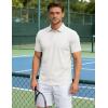 image:imageTACVASEN Mens Polo Shirts Short Sleeve 3 Buttons Cotton Pique Casual Classic Fit TShirt Performance Golf ShirtsWhite