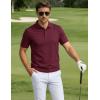 image:imageTACVASEN Mens Polo Shirts Short Sleeve 3 Buttons Cotton Pique Casual Classic Fit TShirt Performance Golf ShirtsWinered