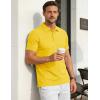 image:imageTACVASEN Mens Polo Shirts Short Sleeve 3 Buttons Cotton Pique Casual Classic Fit TShirt Performance Golf ShirtsYellow
