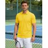 image:imageTACVASEN Mens Polo Shirts Short Sleeve 3 Buttons Cotton Pique Casual Classic Fit TShirt Performance Golf ShirtsYellow