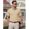 image:imageTACVASEN Mens Polo Shirts Short Sleeve Cotton Pique TShirt 3 Buttons Golf Shirts Classic Fit Casual TShirtApricot