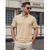 image:imageTACVASEN Mens Polo Shirts Short Sleeve Cotton Pique TShirt 3 Buttons Golf Shirts Classic Fit Casual TShirtApricot