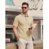 image:imageTACVASEN Mens Polo Shirts Short Sleeve Cotton Pique TShirt 3 Buttons Golf Shirts Classic Fit Casual TShirtApricot