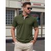image:imageTACVASEN Mens Polo Shirts Short Sleeve Cotton Pique TShirt 3 Buttons Golf Shirts Classic Fit Casual TShirtArmy Green