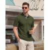 image:imageTACVASEN Mens Polo Shirts Short Sleeve Cotton Pique TShirt 3 Buttons Golf Shirts Classic Fit Casual TShirtArmy Green