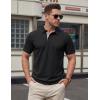 image:imageTACVASEN Mens Polo Shirts Short Sleeve Cotton Pique TShirt 3 Buttons Golf Shirts Classic Fit Casual TShirtBlack