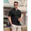 image:imageTACVASEN Mens Polo Shirts Short Sleeve Cotton Pique TShirt 3 Buttons Golf Shirts Classic Fit Casual TShirtBlack