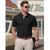 image:imageTACVASEN Mens Polo Shirts Short Sleeve Cotton Pique TShirt 3 Buttons Golf Shirts Classic Fit Casual TShirtBlack