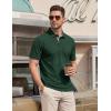 image:imageTACVASEN Mens Polo Shirts Short Sleeve Cotton Pique TShirt 3 Buttons Golf Shirts Classic Fit Casual TShirtDark Green