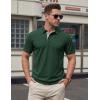 image:imageTACVASEN Mens Polo Shirts Short Sleeve Cotton Pique TShirt 3 Buttons Golf Shirts Classic Fit Casual TShirtDark Green
