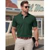 image:imageTACVASEN Mens Polo Shirts Short Sleeve Cotton Pique TShirt 3 Buttons Golf Shirts Classic Fit Casual TShirtDark Green
