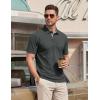 image:imageTACVASEN Mens Polo Shirts Short Sleeve Cotton Pique TShirt 3 Buttons Golf Shirts Classic Fit Casual TShirtDark Grey