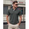 image:imageTACVASEN Mens Polo Shirts Short Sleeve Cotton Pique TShirt 3 Buttons Golf Shirts Classic Fit Casual TShirtDark Grey
