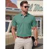 image:imageTACVASEN Mens Polo Shirts Short Sleeve Cotton Pique TShirt 3 Buttons Golf Shirts Classic Fit Casual TShirtGray Green