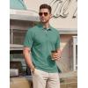 image:imageTACVASEN Mens Polo Shirts Short Sleeve Cotton Pique TShirt 3 Buttons Golf Shirts Classic Fit Casual TShirtGray Green